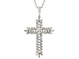 White Diamond Rhodium Over Sterling Silver Cross Pendant With Chain 0.75ctw