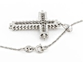 White Diamond Rhodium Over Sterling Silver Cross Pendant With Chain 0.75ctw