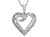 White Diamond Rhodium Over Sterling Silver Heart Pendant With Chain 0.55ctw