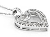 White Diamond Rhodium Over Sterling Silver Heart Pendant With Chain 0.55ctw