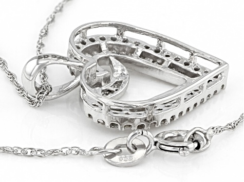 White Diamond Rhodium Over Sterling Silver Heart Pendant With Chain 0.55ctw