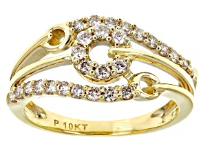 White Diamond 10K Yellow Gold Open Design Ring 0.50ctw