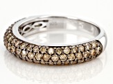 Champagne Diamond Rhodium Over Sterling Silver Band Ring 1.00ctw