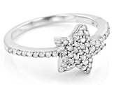 White Diamond Rhodium Over Sterling Silver Star Cluster Ring 0.40ctw