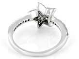 White Diamond Rhodium Over Sterling Silver Star Cluster Ring 0.40ctw