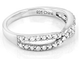 White Diamond Rhodium Over Sterling Silver Crossover Ring 0.50ctw
