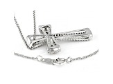 White Diamond Rhodium Over Sterling Silver Cross Pendant With Chain 0.50ctw