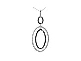Black And White Diamond Rhodium Over Sterling Silver Dangle Pendant With Chain 0.20ctw