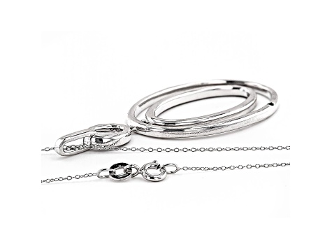 Black And White Diamond Rhodium Over Sterling Silver Dangle Pendant With Chain 0.20ctw
