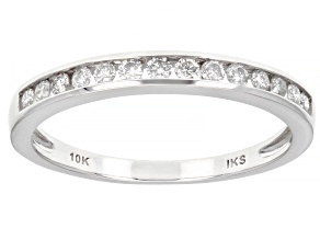 White Diamond 10K White Gold Band Ring 0.25ctw