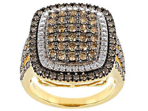 Roy Rose Jewelry 10K Yellow Gold & Rhodium Mens CZ Cluster Ring ~ Size 10