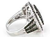 Green Diamond Rhodium Over Sterling Silver Cluster Ring 1.75ctw