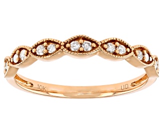 White Diamond 10K Rose Gold Band Ring 0.10ctw