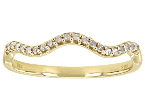 White Diamond 10k Yellow Gold Band Ring 0.10ctw
