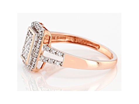 White Diamond 10k Rose Gold Quad Ring 0.33ctw