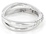 White Diamond Rhodium Over Sterling Silver Crossover Band Ring 0.20ctw