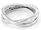 White Diamond Rhodium Over Sterling Silver Crossover Band Ring 0.20ctw