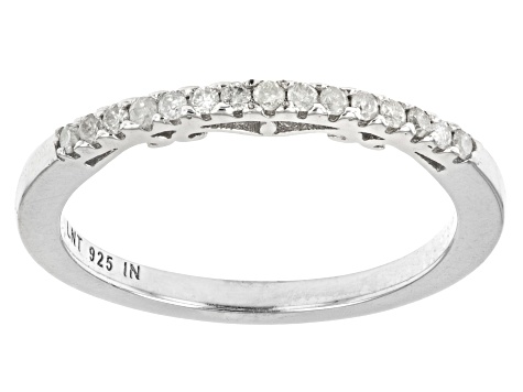 White Diamond Rhodium Over Sterling Silver Band Ring 0.10ctw