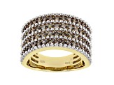 Champagne Diamond 14K Yellow Gold Over Sterling Silver Wide Band Ring 1.50ctw