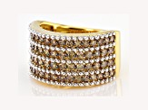 Champagne Diamond 14K Yellow Gold Over Sterling Silver Wide Band Ring 1.50ctw