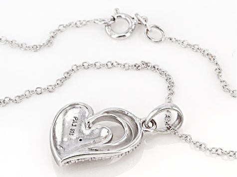White Diamond Accent Rhodium Over Sterling Silver Heart Pendant With 18" Chain