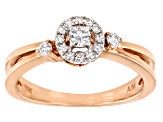White Diamond With Round Pink Sapphire Accents 10k Rose Gold Ring 0.25ctw
