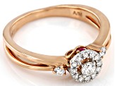 White Diamond With Round Pink Sapphire Accents 10k Rose Gold Ring 0.25ctw