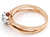 White Diamond With Round Pink Sapphire Accents 10k Rose Gold Ring 0.25ctw
