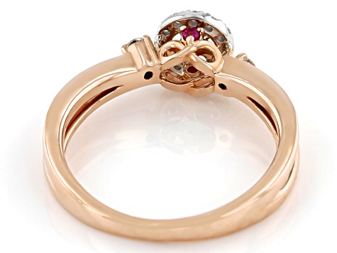 White Diamond With Round Pink Sapphire Accents 10k Rose Gold Ring 0.25ctw