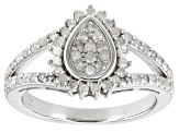 White Diamond Rhodium Over Sterling Silver Cluster Ring 0.75ctw
