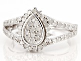 White Diamond Rhodium Over Sterling Silver Cluster Ring 0.75ctw