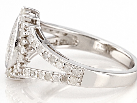 White Diamond Rhodium Over Sterling Silver Cluster Ring 0.75ctw