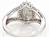 White Diamond Rhodium Over Sterling Silver Cluster Ring 0.75ctw