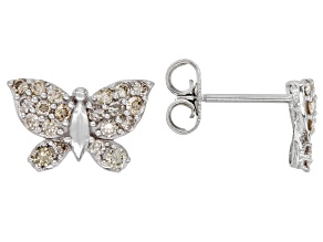 Diamond 10k White Gold Butterfly Stud Earrings 0.50ctw