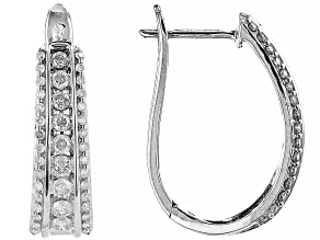 White Diamond 10k White Gold Hoop Earrings 1.00ctw