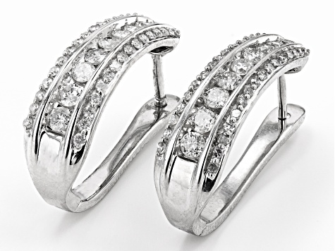 White Diamond 10k White Gold Hoop Earrings 1.00ctw