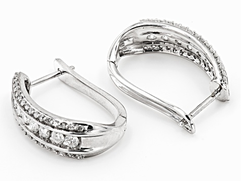 White Diamond 10k White Gold Hoop Earrings 1.00ctw