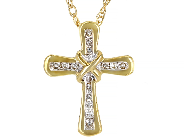 Good 10k Yellow Gold Super Sweet PInk Tourmaline Cross Pendant