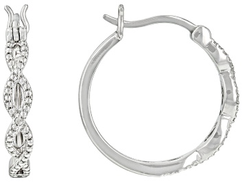 Picture of White Diamond Accent Rhodium Over Sterling Silver Hoop Earrings