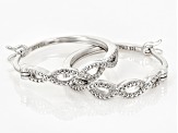 White Diamond Accent Rhodium Over Sterling Silver Hoop Earrings