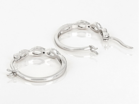 White Diamond Accent Rhodium Over Sterling Silver Hoop Earrings