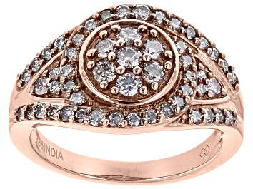 Picture of Champagne Diamond 18k Rose Gold Over Sterling Silver Cluster Ring 1.00ctw