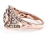 Champagne Diamond 18k Rose Gold Over Sterling Silver Cluster Ring 1.00ctw