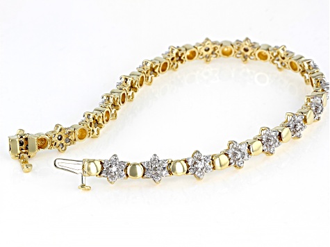 White Diamond 14k Yellow Gold Tennis Bracelet 3.00ctw