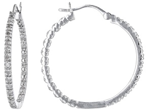 White Diamond 10k White Gold Inside-Out Hoop Earrings 0.50ctw