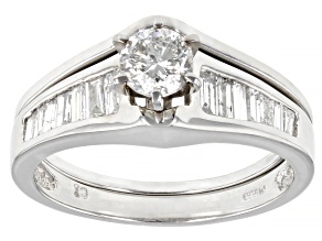 White Diamond 900 Platinum Bridal Ring Set 1.00ctw