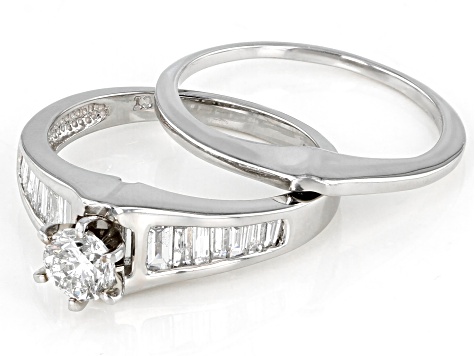 White Diamond 900 Platinum Bridal Ring Set 1.00ctw - DOD825 | JTV.com