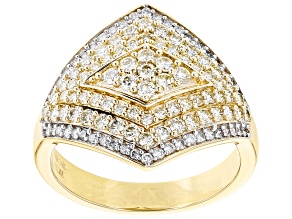 Natural Yellow And White Diamond 14k Yellow Gold Cluster Ring 1.35ctw