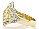Natural Yellow And White Diamond 14k Yellow Gold Cluster Ring 1.35ctw