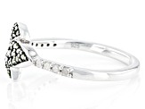 Green And White Diamond Rhodium Over Sterling Silver Band Ring 0.33ctw
